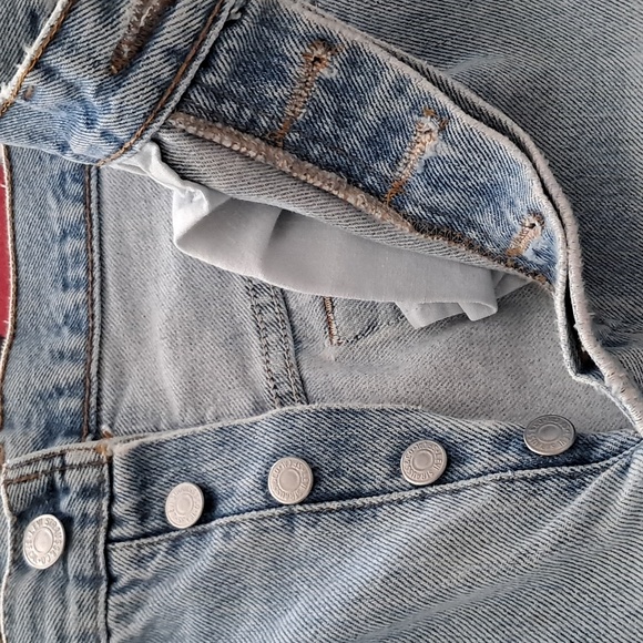 Thrashed Levis vintage hi waisted 501 90s distressed button fly jeans Women's 10 - Picture 13 of 15
